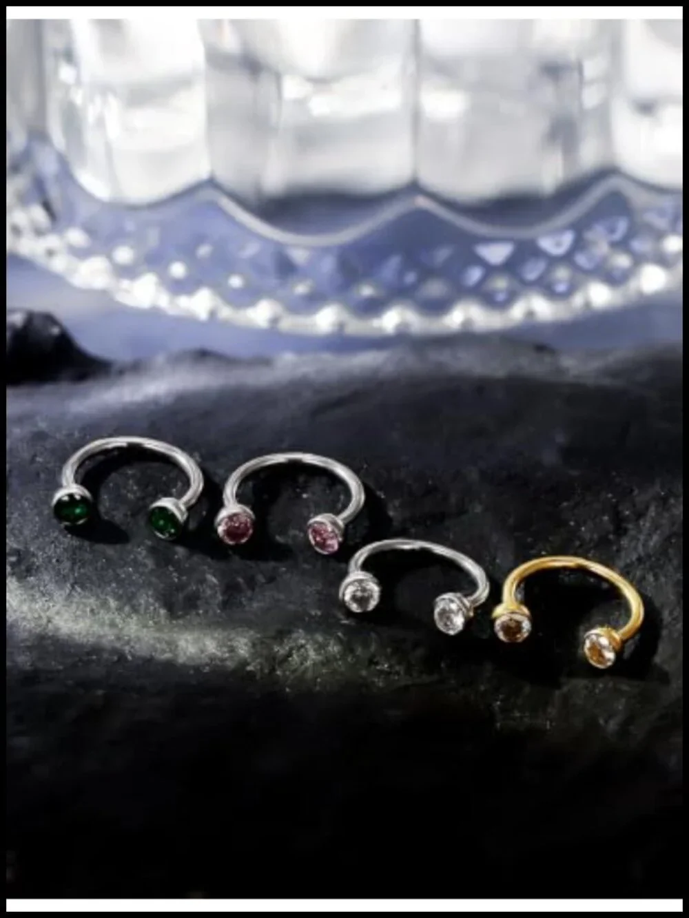 18G Titanium Horseshoe Septum Ring Nose Lip Piercing Jewelry Set